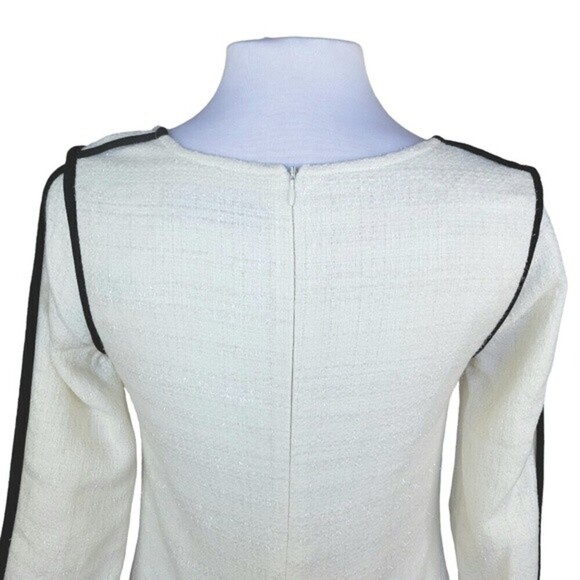 Wells Grace Women's White With Black Trim Glitter Tweed Sheath Dress Size S NWT - Picture 8 of 12
